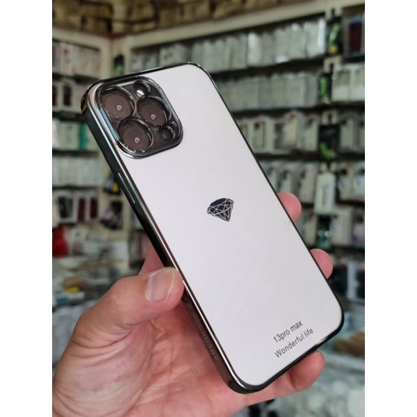 [ GREEN xanh rêu ] Ốp lưng sulada lưng trong viền màu iphone 13 pro max ( sulada bóng)