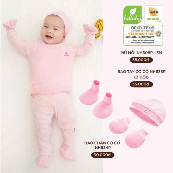 Bộ cài chéo bo tay modal mềm mịn Lullaby NH607P- NH351M