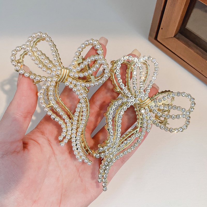 Kẹp Tóc Đính Đá Ngọc Trai Nhân Tạo Phong Cách Hàn Quốc Sang Trọng