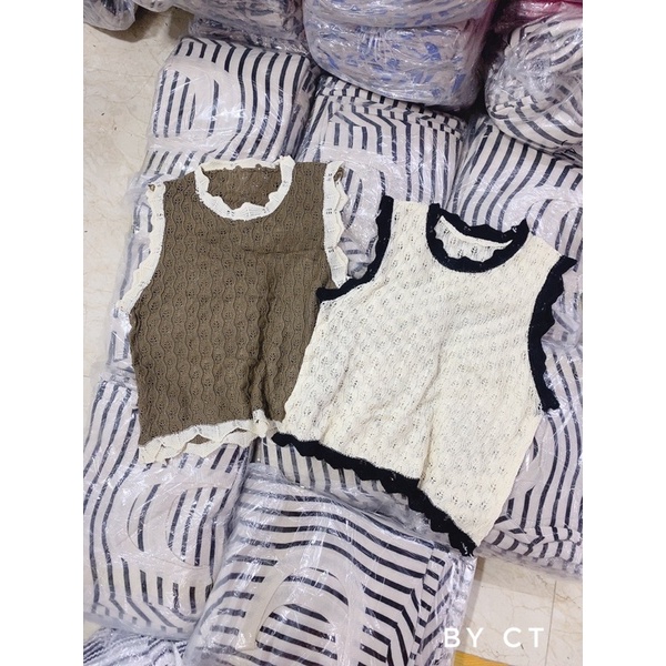 ÁO LEN BA LỖ LƯỚI VIỀN REN MS11699