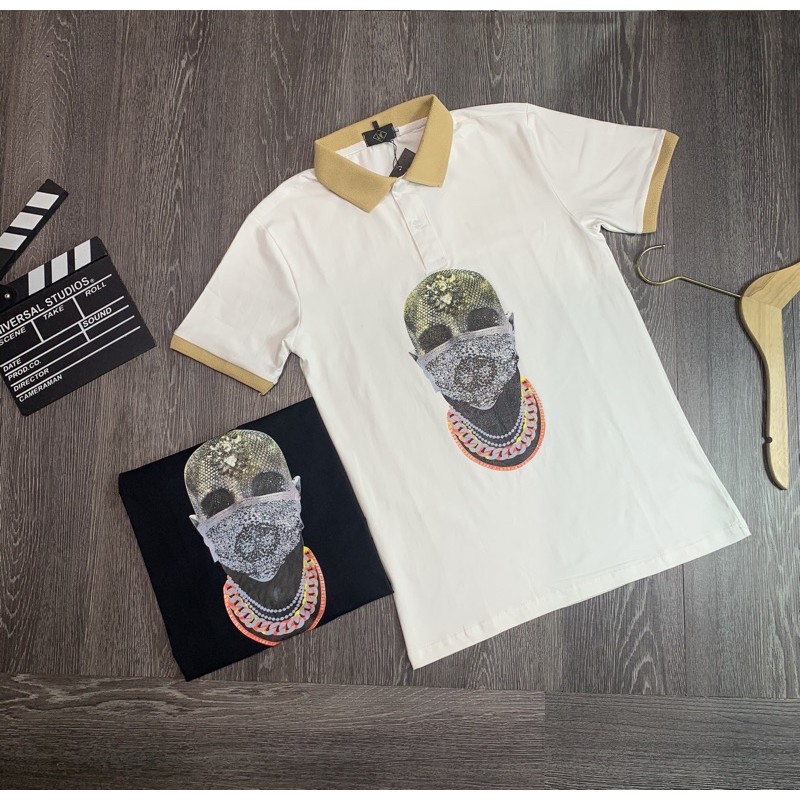 Áo thun cổ trụ thêu logo sói nổi bật(chất liệu cotton 100%