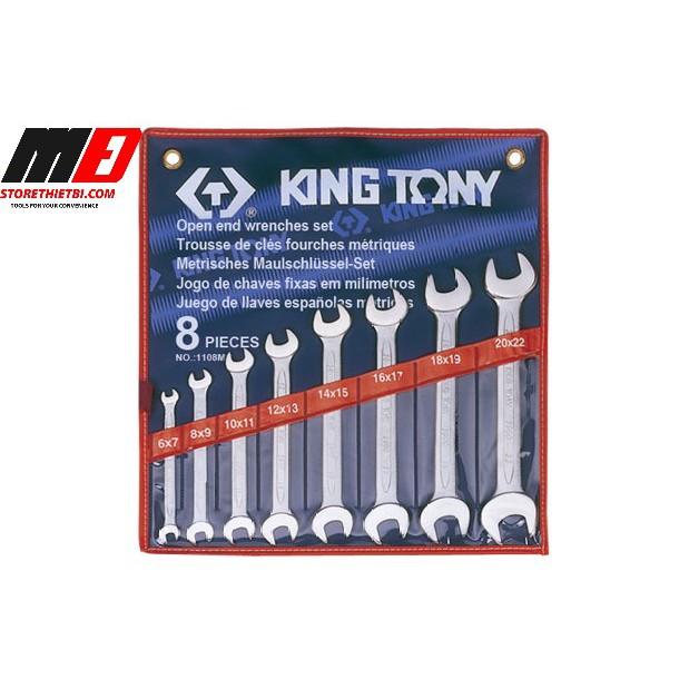 Bộ cờ lê 2 đầu miệng 8 cái Kingtony 1108MR