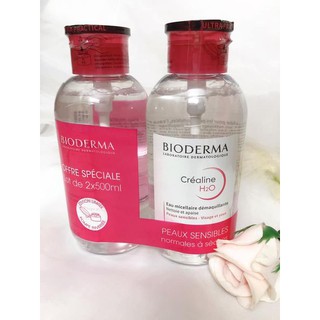 Tẩy trang bioderma H2O nắp nhún 500ml hồng dành cho da nhạy cảm và mọi loại da