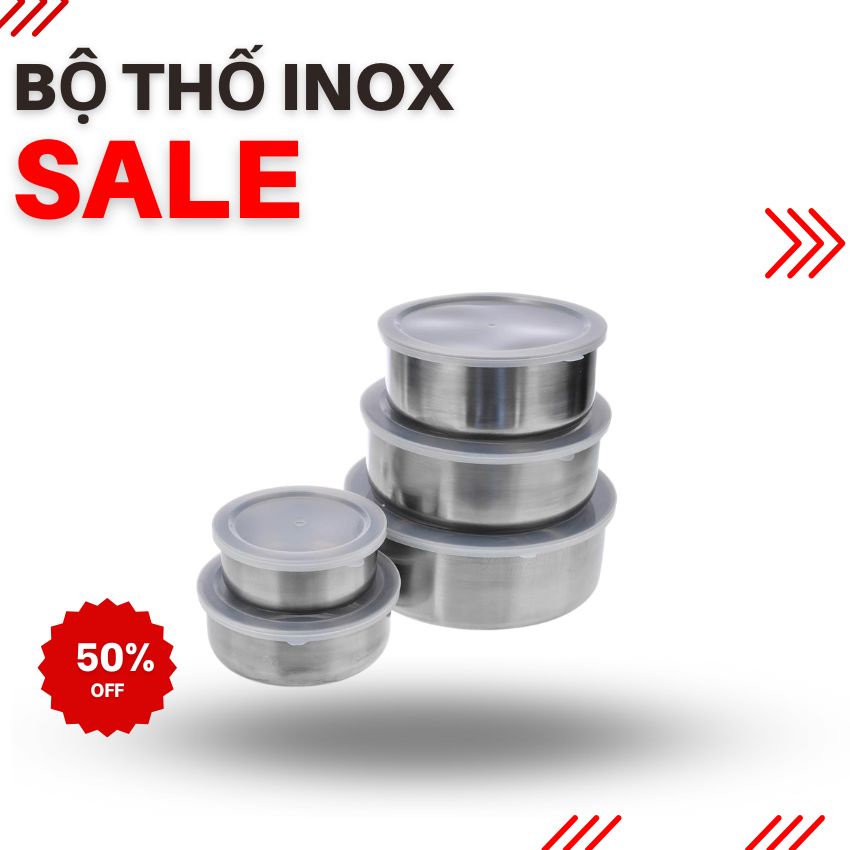 Bộ thố lạnh inox 5 món [ BÁT INOX 5 MÓN ]
