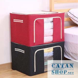 Hộp Đựng Quần Áo Chăn Màn Khung Thép, túi chăn màn khung thép Cao Cấp Loại To Tiện Lợi 66 Lit (giao màu ngẫu nhiên)