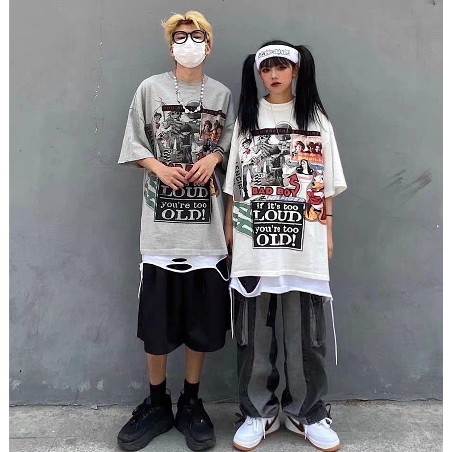 Áo thun MMIOT Y2K Y2K tay ngắn cổ tròn in họa tiết hoạt hình graffiti phong cách harajuku thời trang mùa hè size S-5XL