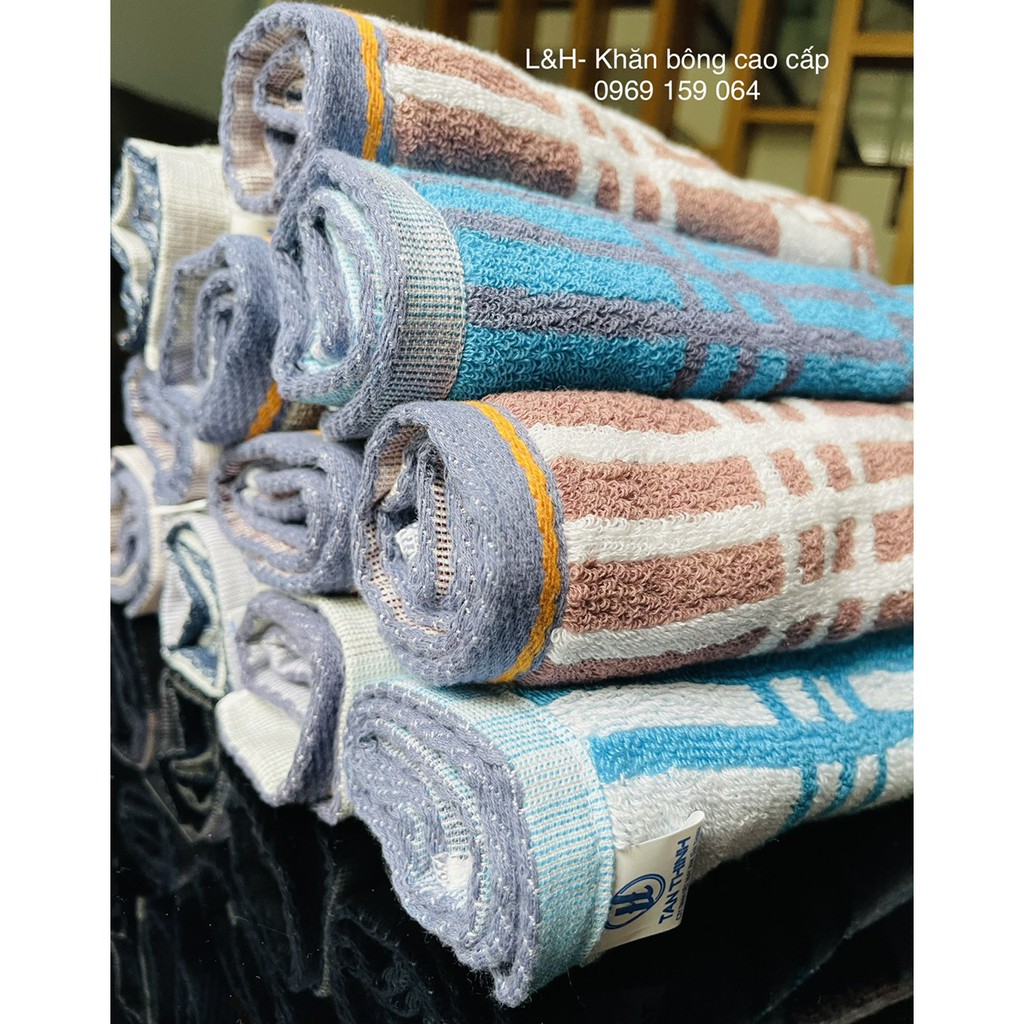 Khăn mặt cotton kẻ ô Tân Thịnh (new), KT 30x50cm