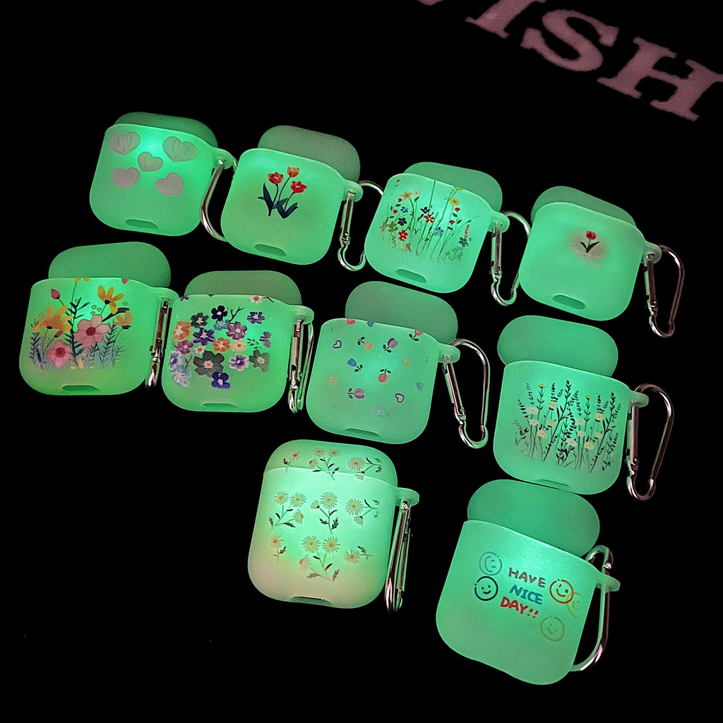 Vỏ Bảo Vệ Hộp Sạc Tai Nghe AirPods3 Pro AirPods2gen Họa Tiết Hoa Phát Quang 2021 Thời Trang Ốp