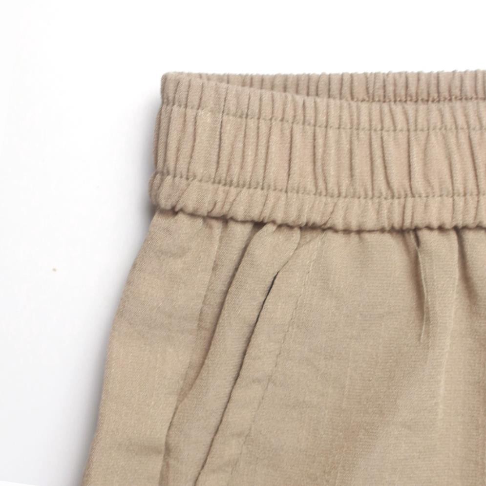 Quần sooc vải đũi nam, quần ngắn nam đũi lưng thun có chun cao cấp màu trắng đen mặc mùa hè thoải mái