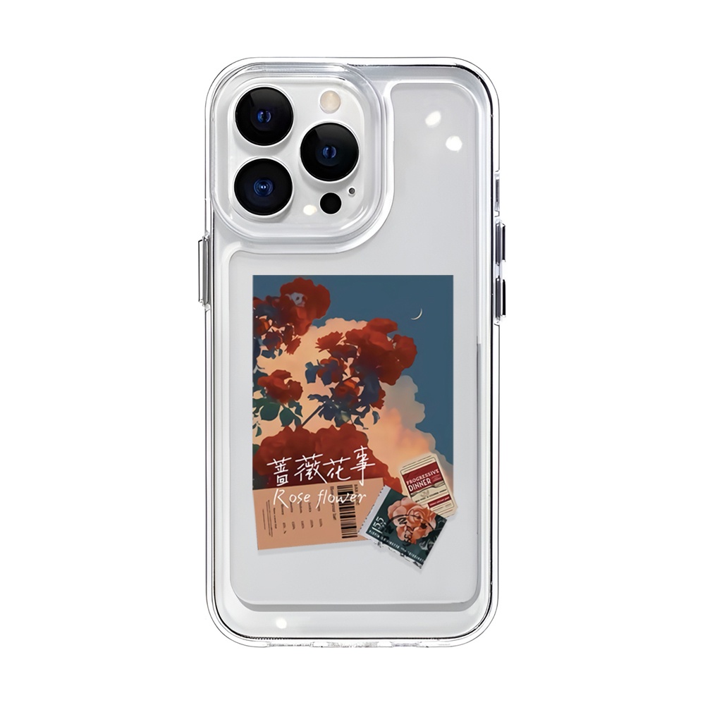 Ốp Điện Thoại Tpu Trong Suốt In Hình Hoa Hồng Cổ Điển Cho iphone 14ProMax 14Plus 13 11 12 7Plus X XR XS Max 8 7