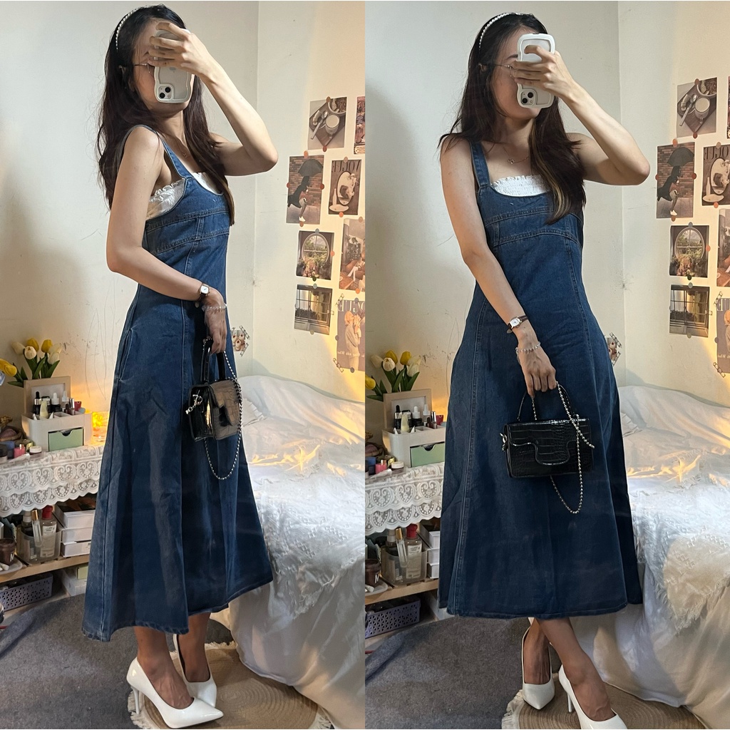 Váy Yếm Jean, Bò Chữ A Dáng Dài Taobao Order Kèm Ảnh Thật