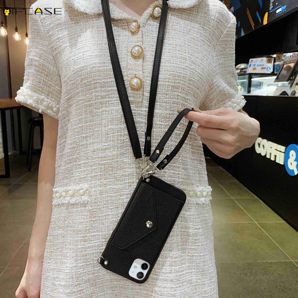 Ốp lưng da thiết kế kiểu ví có khe cắm thẻ cho IPHONE 11 PRO MAX XS MAX XR X 7 8 6 6S PLUS
