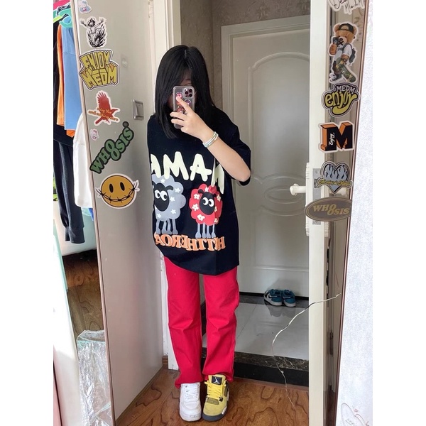 Áo thun form rộng Treminal hình in nổi vải cotton màu đen order - A050