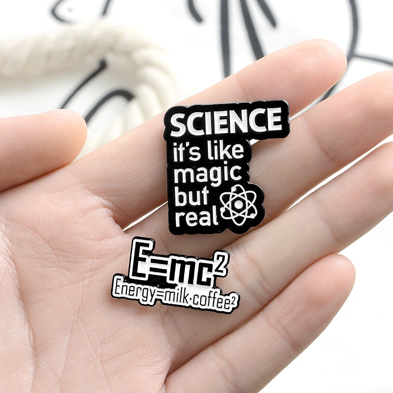 Ghim Cài Áo In Chữ Science is Magic but real Energy Vui Nhộn Làm Quà Tặng Cho Bạn Bè