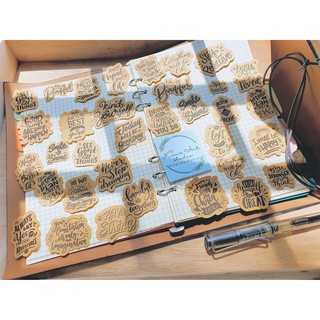Set 35 cái nhãn dán sticker quote, câu chữ tiếng anh, trích dẫn hay, tạo cảm hứng, động lực... nền kraft trang trí