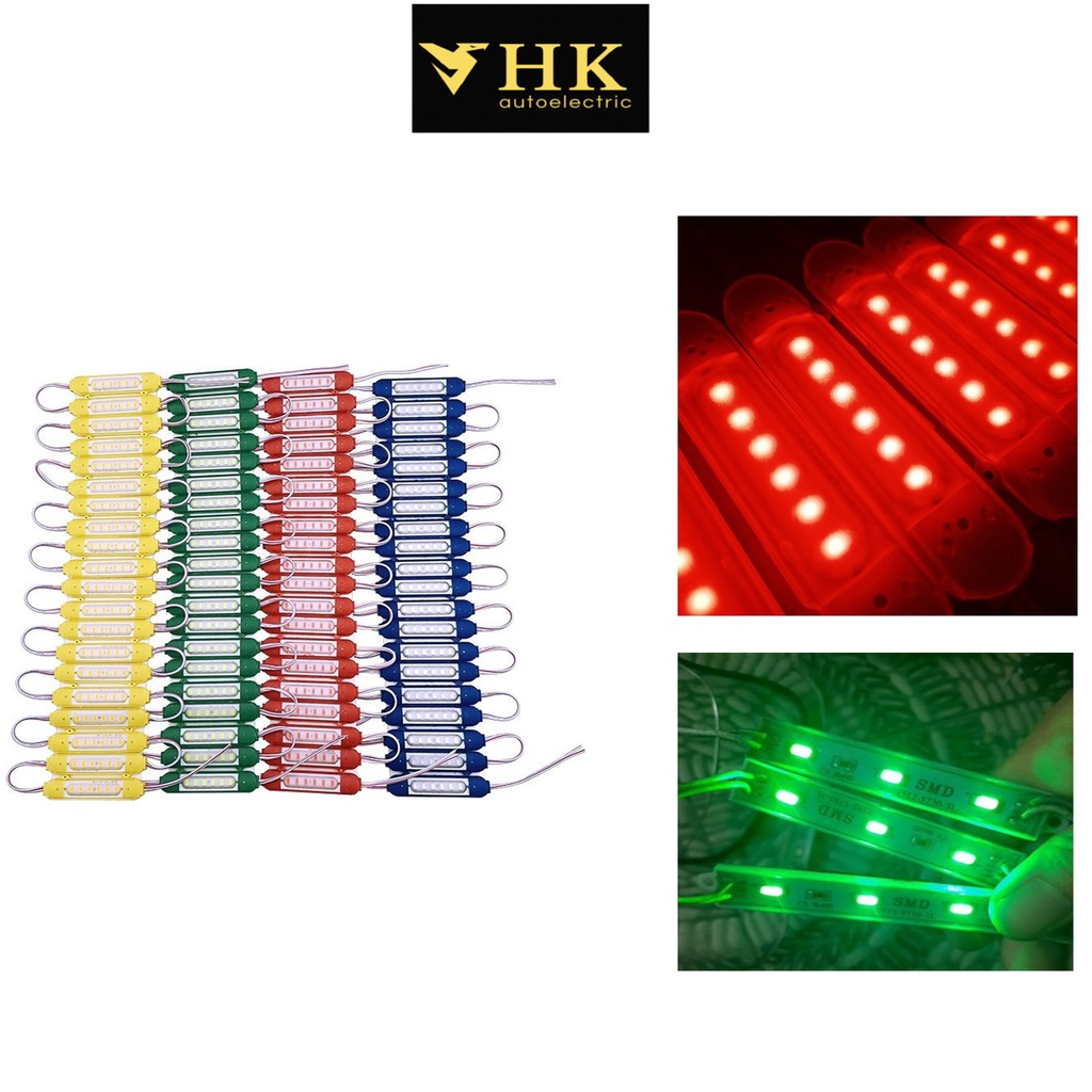 vỉ 20 đèn Led hắt 6 bóng 3 bóng trang trí xe oto biển quảng cáo màu trắng vàng đỏ