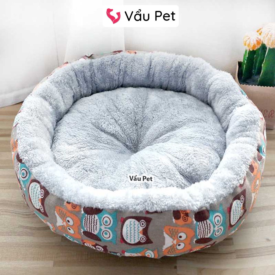 Đệm cho chó mèo lót lông hình tròn - Nệm ngủ cho chó mèo thú cưng Vẩu Pet Shop