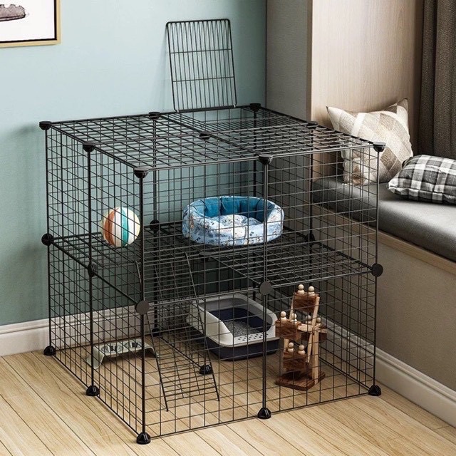 {TẶNG KÈM DÂY RÚT} COMBO Chuồng cho Pets 4 Ô Có Cầu Thang Như Hình (75x75x75cm) - {số lượng có hạn}