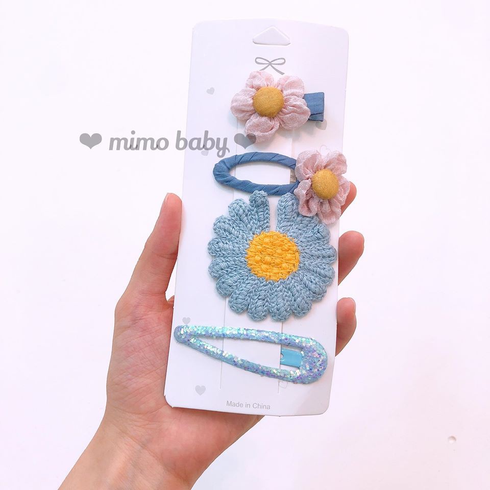 Set kẹp tóc họa tiết hoa cúc xinh xắn