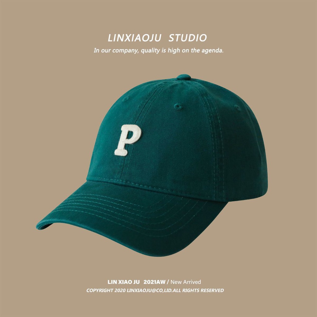Korean letter P Baseball Cap Girls' soft Top Sports hat Dirty Orange Caps