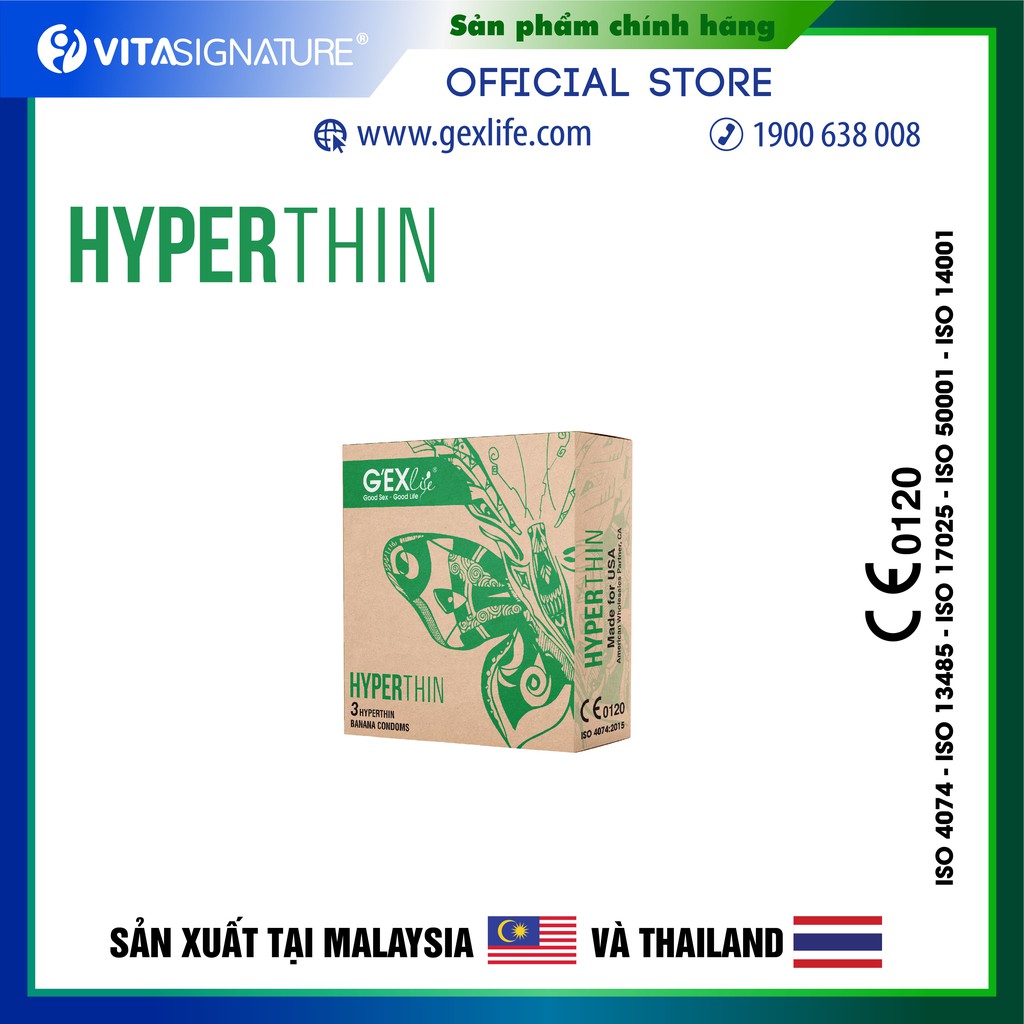 [Mã LTBAUAB18 giảm 7% đơn 99K] Bao cao su G'EXlife Hyperthin ôm khít kéo dài hộp 3 cái