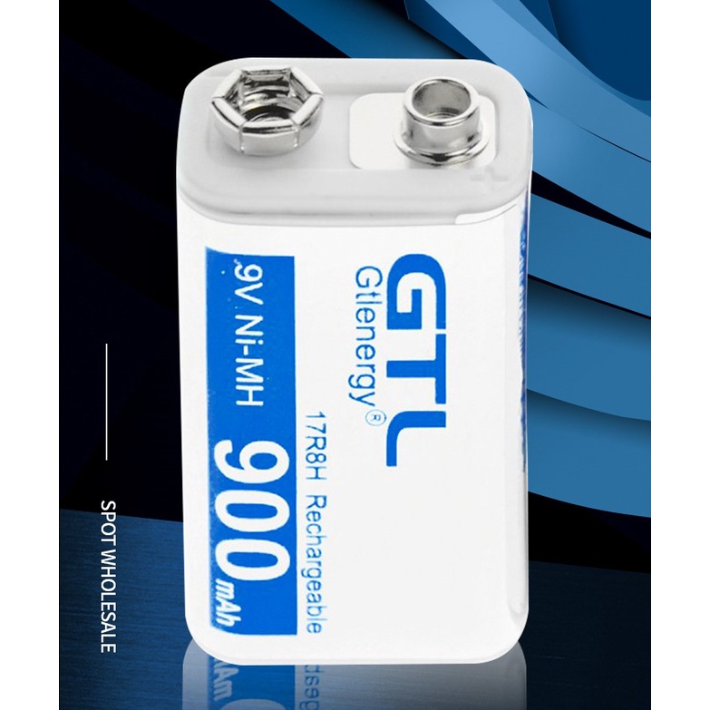 2 Pin Vuông 9v -Sạc lại - 900mAh +  Sạc Pin 6F22