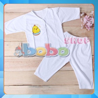 Bộ Quần Áo Sơ Sinh Tay Dài Cúc Giữa Trắng Bosinis Cho Bé 2-17kg