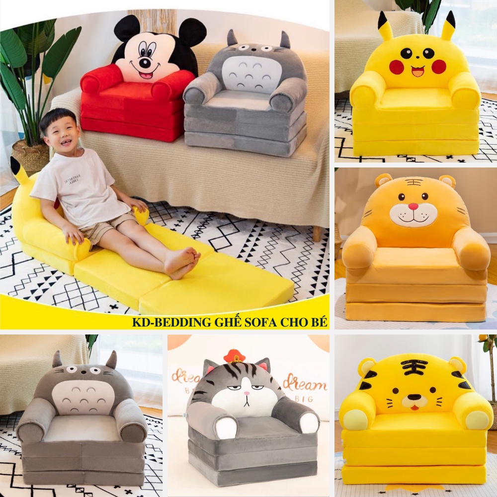 Ghế sofa 3 tầng cho bé, ghế lười bông đáng yêu hình thú ngộ nghĩnh KD BEDDING kích thước 50cm x 120cm