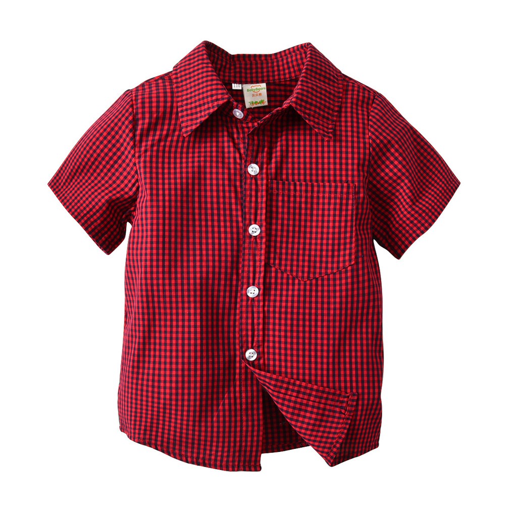 Set yếm sơ mi đỏ Mialy Kids cho bé trai chụp ảnh, mặc thôi nôi (11-23Kg) - Họa tiết caro đỏ đen cool ngầu