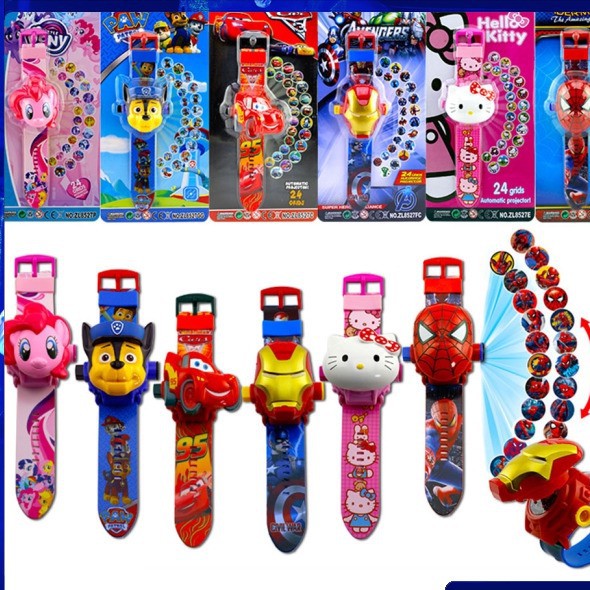 Đồng Hồ Chiếu Hình Siêu Nhân, Người Nhện, Người Sắt, Đội Trưởng Mỹ, Công Chúa, Búp Bê chiếu 20-24 hình