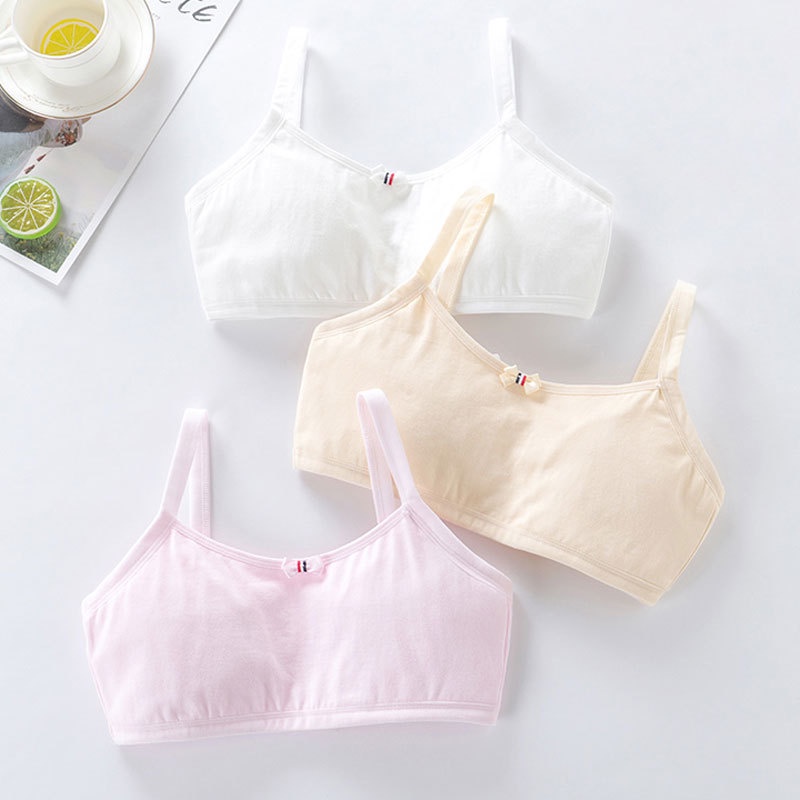 Áo lót lá bé gái hình Nơ chip ngực cho nữ sinh không đệp cotton kháng khuẩn từ 30 đến 46kg