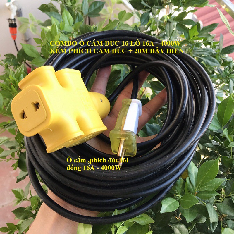 Cuộn Dây điện chính hang kèm 20m kèm ổ cắm đúc có đèn phích cắm không vở siêu chặt siêu bền