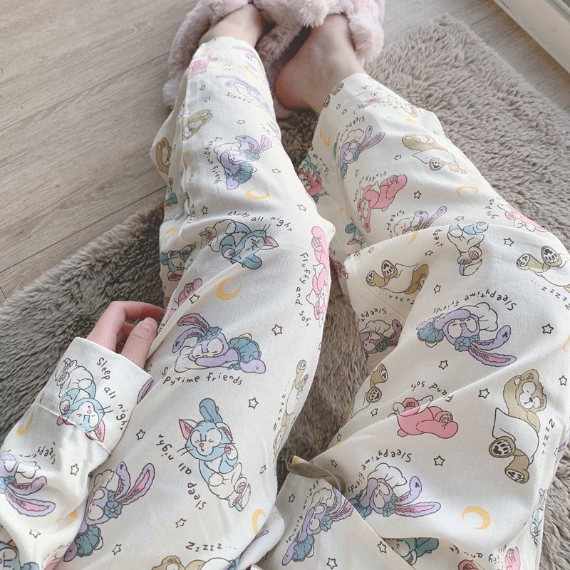 ✬Bộ Đồ Ngủ Dài Tay Xinh Xắn Dành Cho Nữ✬Bộ Đồ Ngủ Tay Dài In Họa Tiết Ngôi Sao Dailu Dễ Thương Phong Cách Hàn Quốc Thời Trang Xuân Thu Cho Nữ