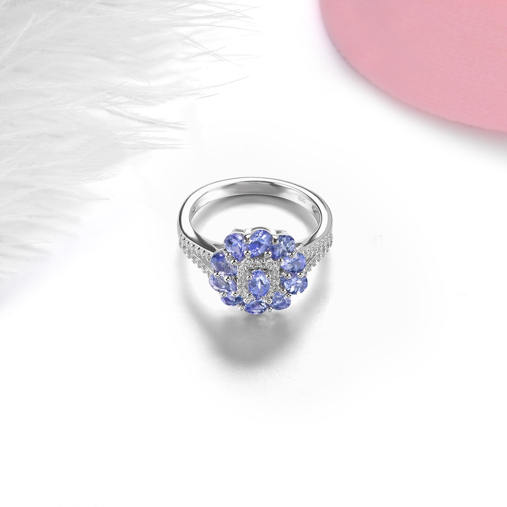 Dây Chuyền Bạc S925 Đính Đá Tanzanite Tự Nhiên Cao Cấp Cho Nữ