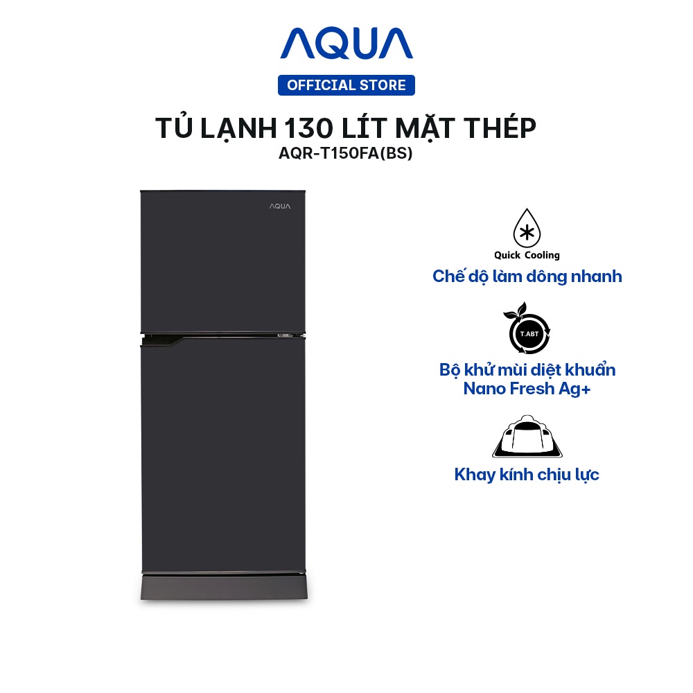 [TRẢ GÓP 0%] Freeship Toàn Quốc - Tủ lạnh ngăn đông trên Aqua 130 Lít AQR-T150FA(BS)