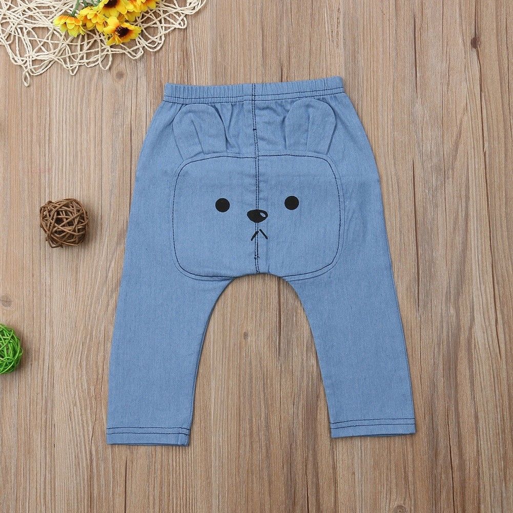 Quần denim in hình động vật đáng yêu cho bé