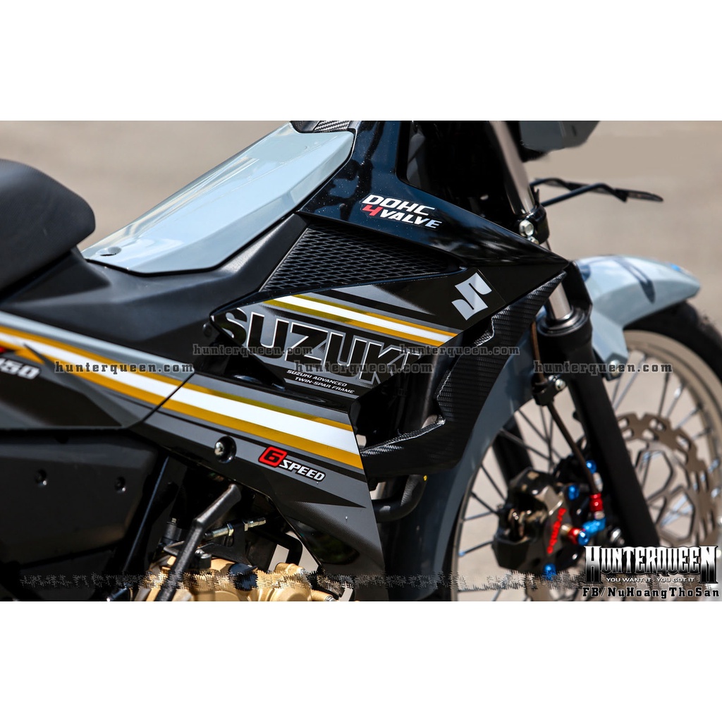 Tem rời cao cấp, ghép sọc vàng CROM, dán xe màu đen xám xi măng