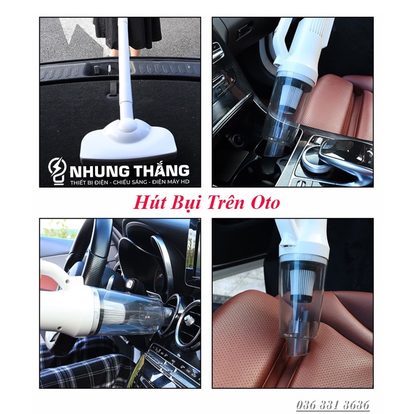 Máy Hút Bụi Cầm Tay Mini Không Dây Cao Cấp ST-61010eg , ST-6101 - Lực Hút Siêu Mạnh 12000PA-120W - Sạc Tích Điện