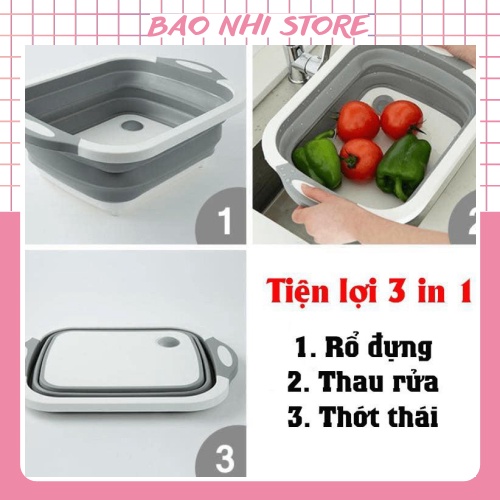 Chậu Gấp Gọn Kiêm Thớt Và Rổ Đựng - Thớt 3 In 1 Gấp Gọn, Đa Năng,Chậu Thông Minh 88011 bảo nhi shop
