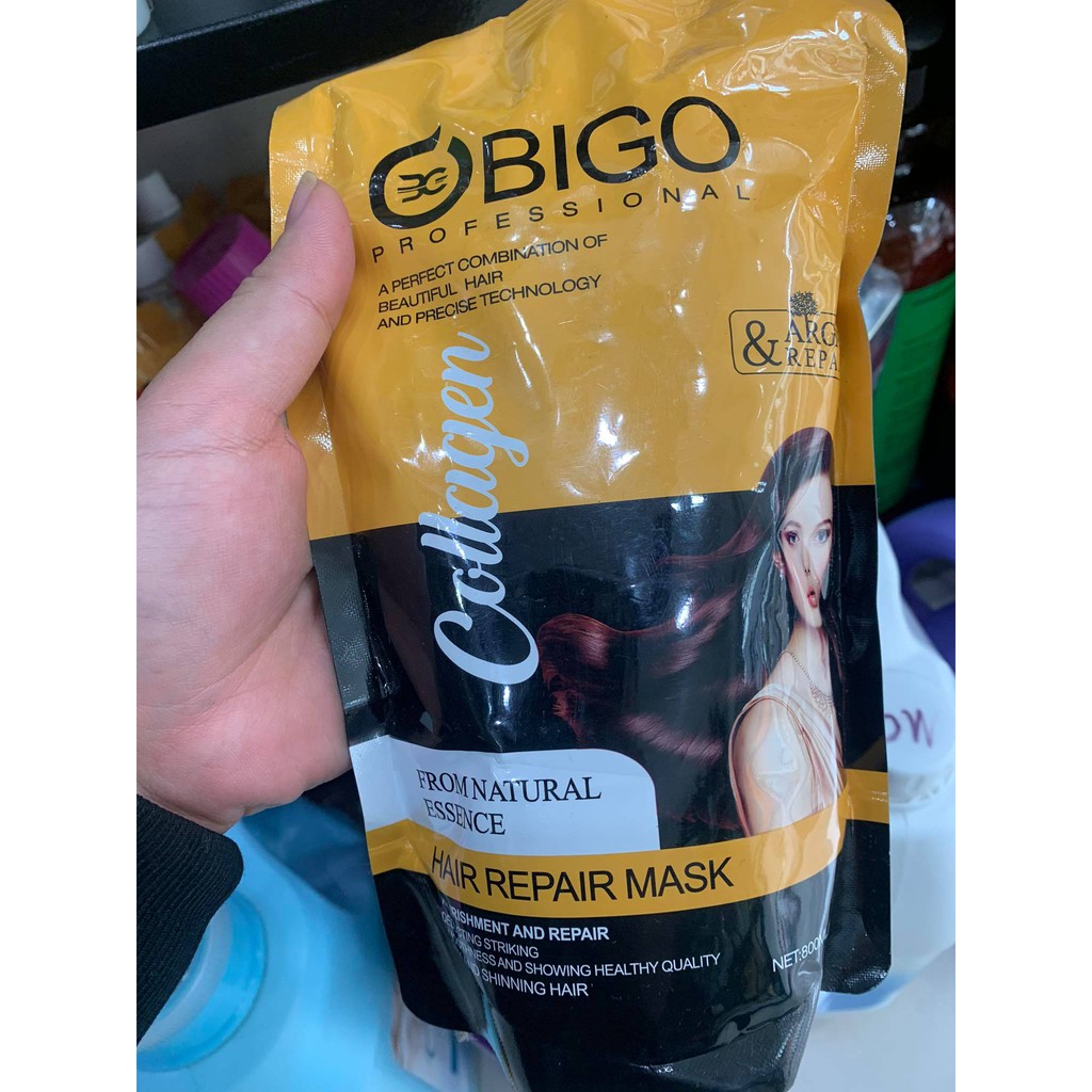 KEM HẤP Ủ TÓC PHỤC HỒI COLLAGEN BIGO 800ML