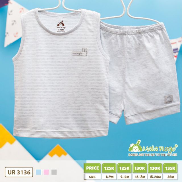 (Uala)Bộ ba lỗ cotton kẻ nhỏ 6m đến 36m