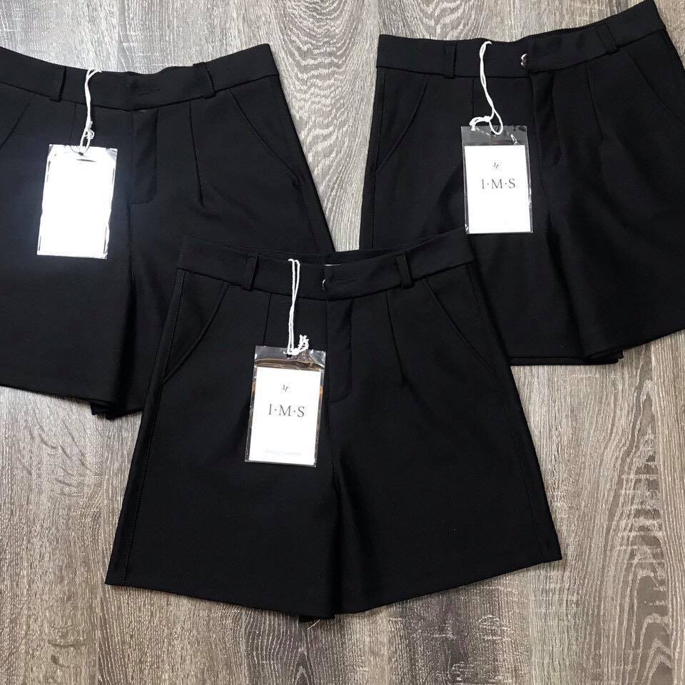 Quần Short nữ gập gấu lưng cao ống rộng màu Đen/ Trắng/ Kem/ Tím / Xanh - Mùa hè phối đồ cực xinh mặc cực mát | BigBuy360 - bigbuy360.vn