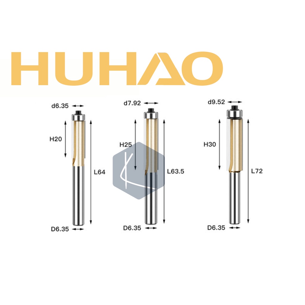 Mũi phay bi trên Huhao cốt 6.35