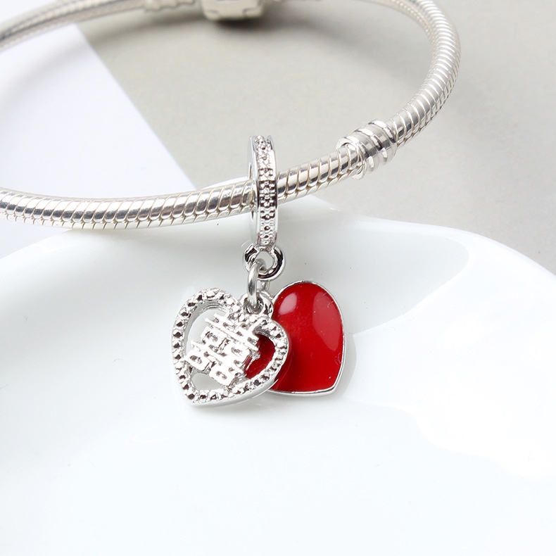 Charm treo trái tim đôi chữ hỷ