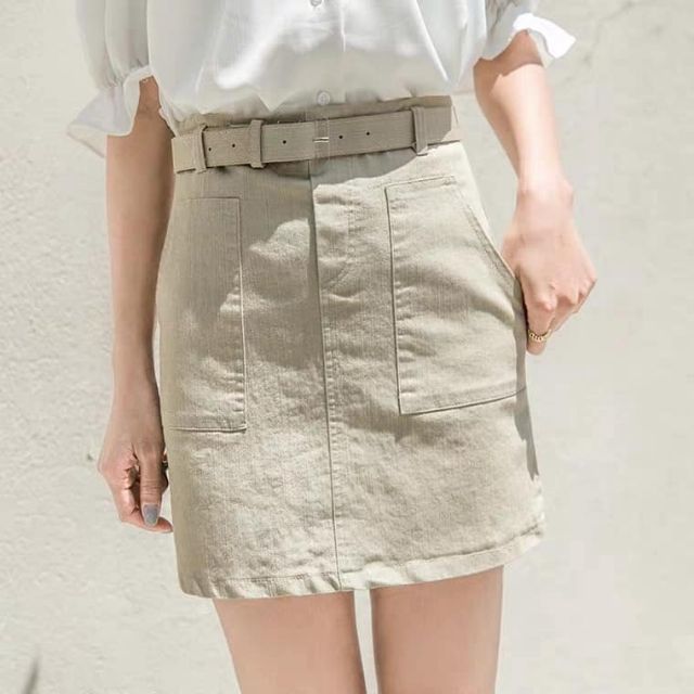 Chân váy thô Quảng Châu kèm belt
