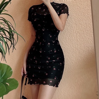 Váy ôm body ngắn, Đầm body sexy ngắn dự tiệc, thiết kế, Đầm ôm hoa nhí, Đầm hoa nhí ngắn