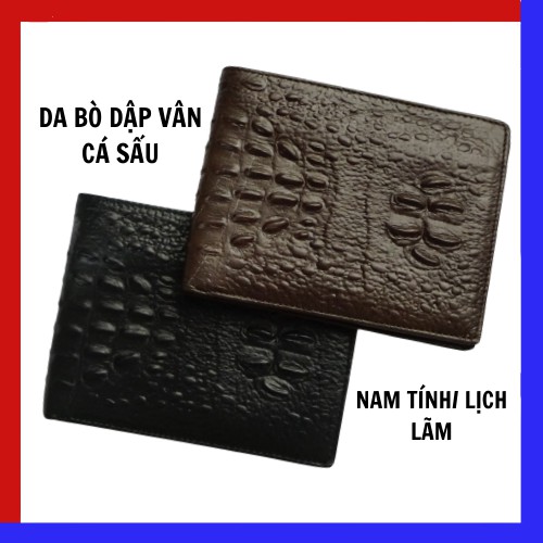 Ví nam da bò dập vân cá sấu dáng ngang nam tính NHÀ CỬA VÀ TIỆN ÍCH.