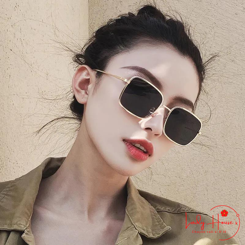 Kính Mát Nam Nữ Chống Nắng - Đi Biển Gọng Vuông Kim Loại Cao Cấp Không Gỉ Phong Cách Hàn Quốc Hot Trend