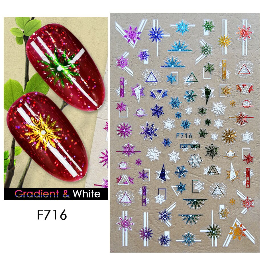 Miếng Dán Trang Trí Móng Tay Hình Lá Tuyết 3D Màu Vàng/ Trắng/ Trắng Thời Trang