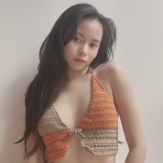 Áo crochet 2 mảnh Bralette len móc Áo len móc thủ công